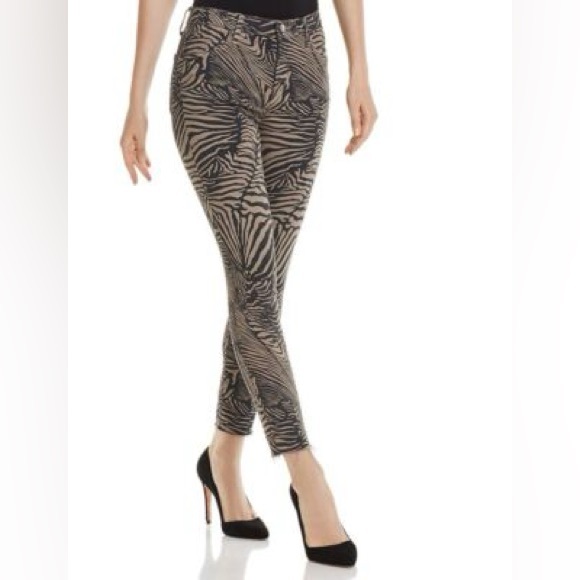 NWOT J BRAND Alana Zebra Van Pattern High Rise Crop Raw Hem Skinny Jeans Size 25 - Picture 1 of 9